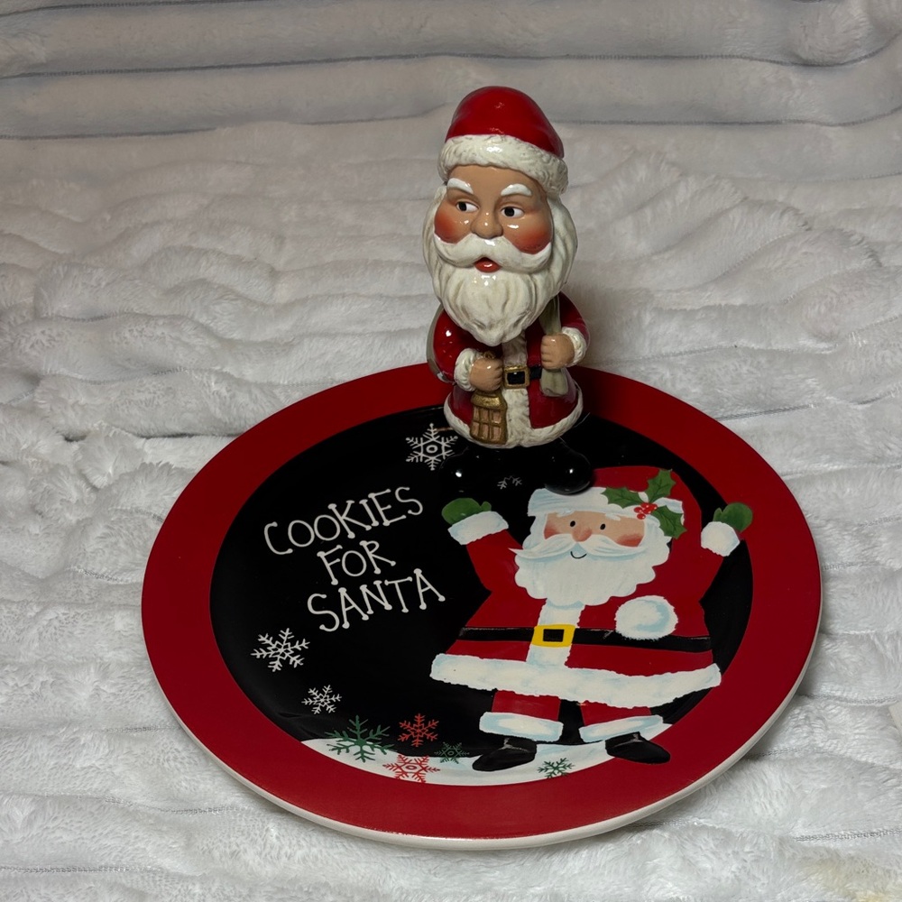 Santa Cookie Plate and Santa Bobble Head EUC - Picture 2 of 6